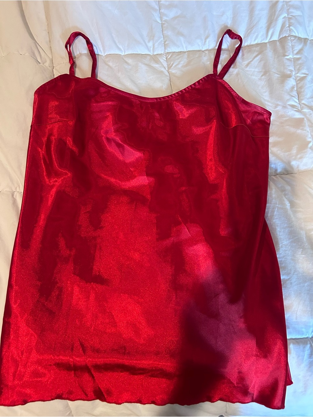 Red Satin Cami Tank Top, Sz Medium